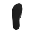 Black Flat Slide Leather Sandals