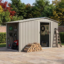 Breeins 4x8FT Metal Garden Storage Shed With Log Storage