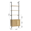 Livingandhome Wooden Bookshelf with Rattan Cabinet