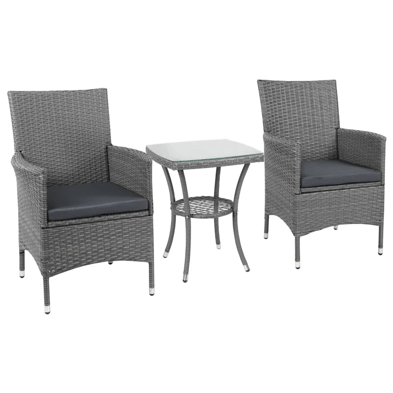 Outsunny  Rattan Bistro set 3pc - Grey