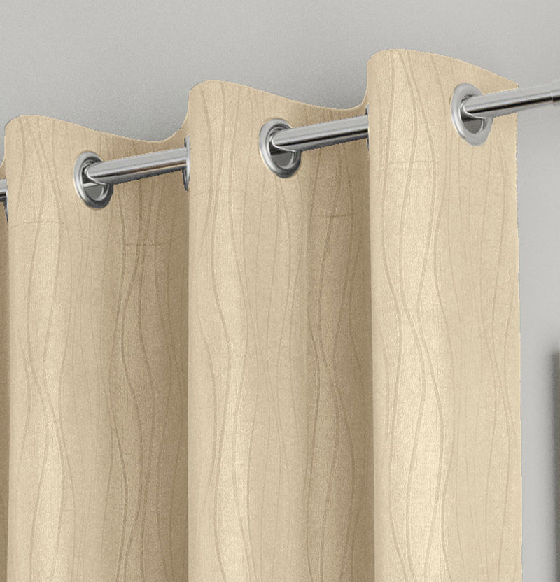 Enhanced Living Goodwood Cream Thermal, Energy Saving, Dimout Eyelet Curtains with Wave Pattern - Pair