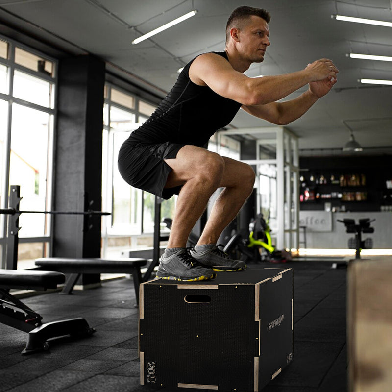 SPORTNOW 51/61/76cm Pylometric Jump Box, Wooden Pylo Box for Home Gym