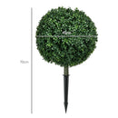 HOMCOM Set Of 2 Artificial Boxwood Topiary Trees With Ground Stake