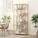 HOMCOM Modern Bookcase 7-Tier Bookshelf Shelving Unit White Gold Tone