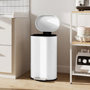 HOMCOM Slim Rectangular Pedal Bin With Soft-Close Lid, 30L Kitchen Bin White