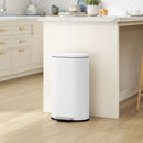 HOMCOM Slim Rectangular Pedal Bin With Soft-Close Lid, 30L Kitchen Bin White