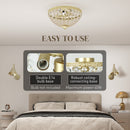 HOMCOM Chandelier Crystal Ceiling Light With E14 Base 2-Lights, Gold
