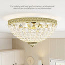 HOMCOM Chandelier Crystal Ceiling Light With E14 Base 2-Lights, Gold