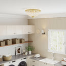 HOMCOM Chandelier Crystal Ceiling Light With E14 Base 2-Lights, Gold