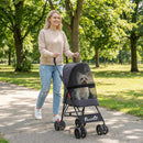 PawHut Foldable Dog Stroller with Mesh Windows for Mini Dogs, Dark Grey