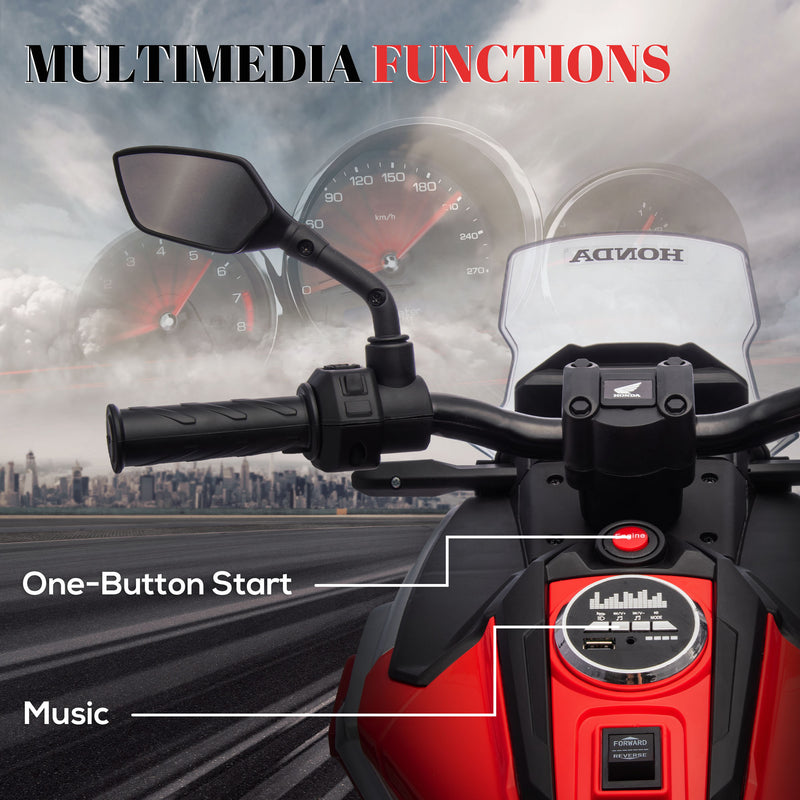 AIYAPLAY Honda Licensed 12V Kids Electric Motorbike W/ Music Headlights