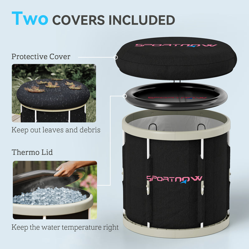 SPORTNOW Ice Bath Tub Outdoor, 210L Portable Cold Water Therapy Tub, Black