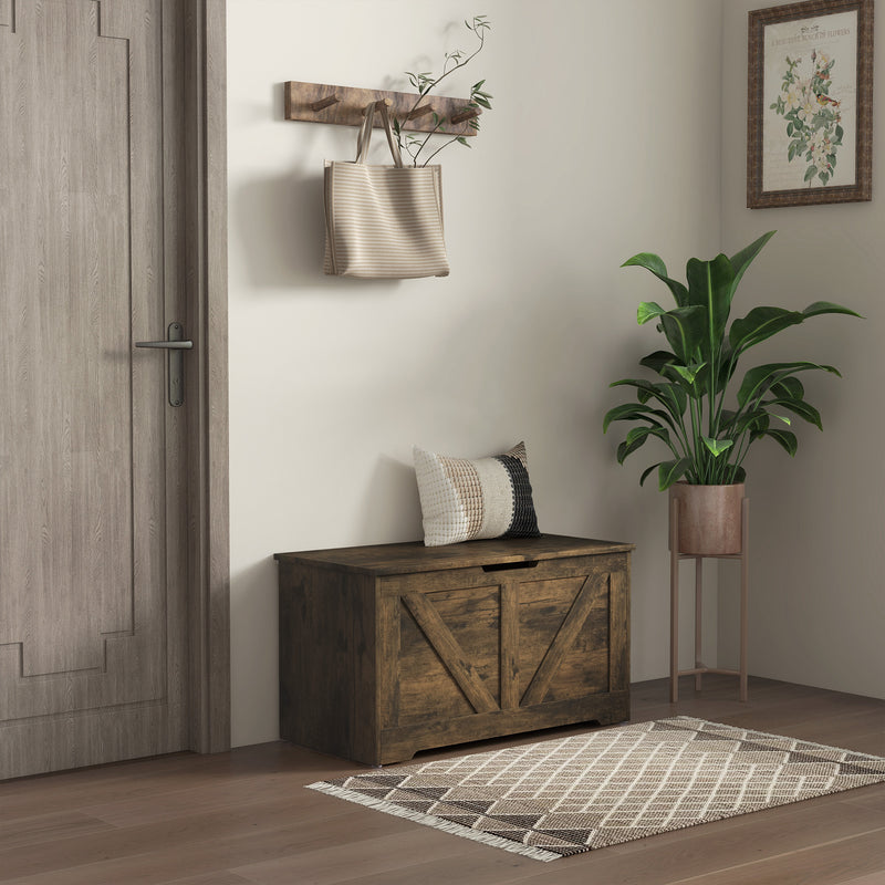 HOMCOM Storage Trunk for Living Room, with Safety Hinges 80cm