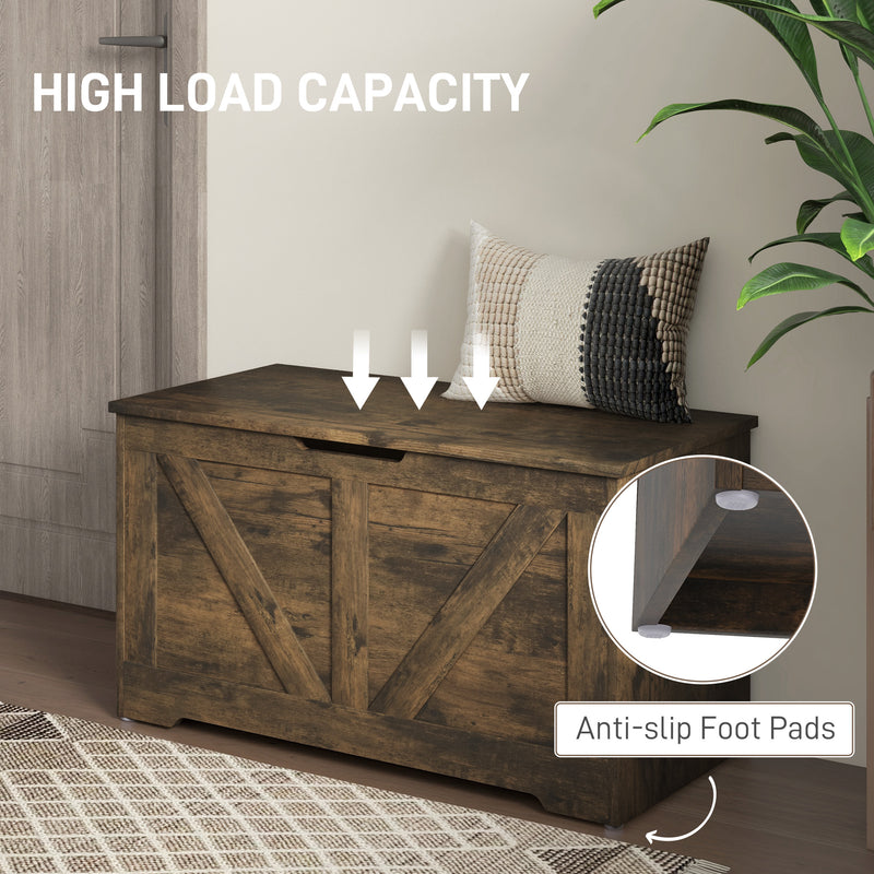HOMCOM Storage Trunk for Living Room, with Safety Hinges 80cm