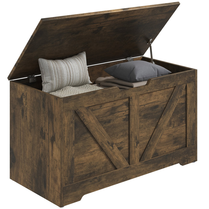 HOMCOM Storage Trunk for Living Room, with Safety Hinges 80cm
