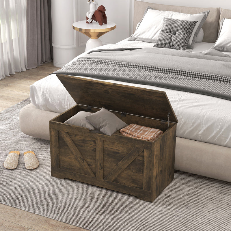 HOMCOM Storage Trunk for Living Room, with Safety Hinges 80cm