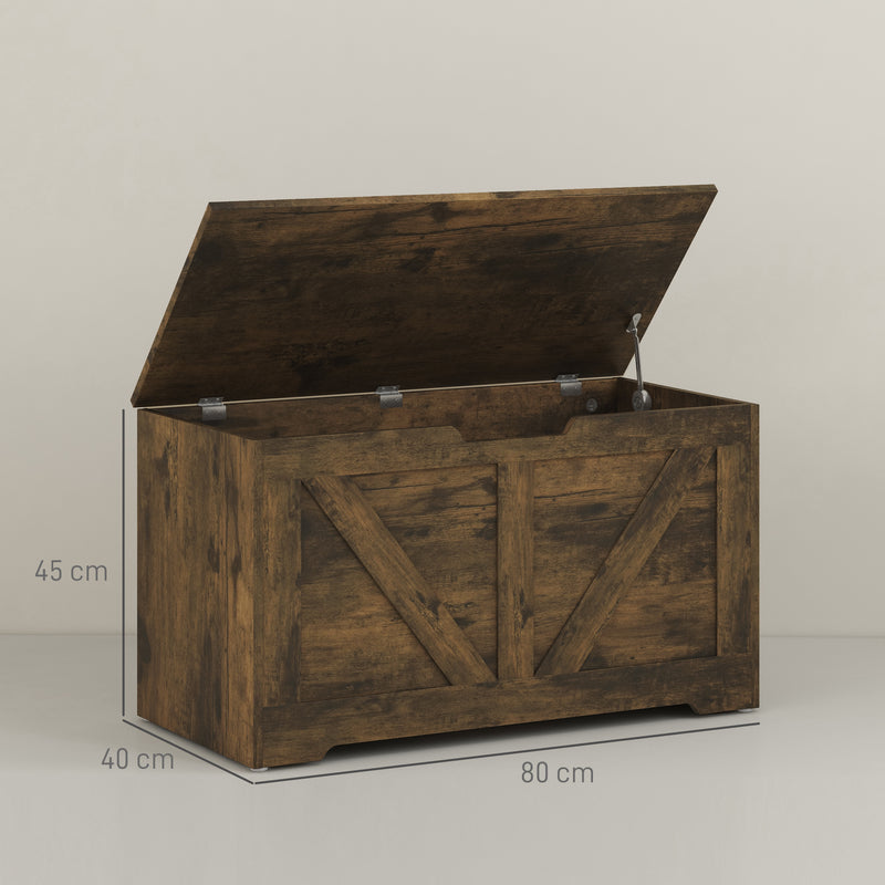 HOMCOM Storage Trunk for Living Room, with Safety Hinges 80cm