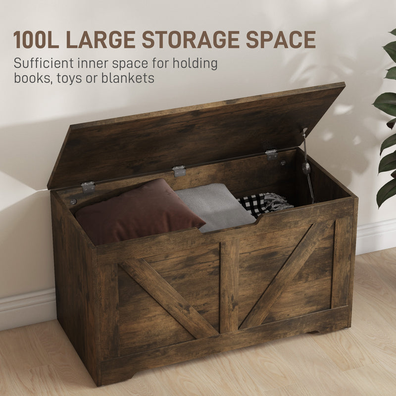 HOMCOM Storage Trunk for Living Room, with Safety Hinges 80cm