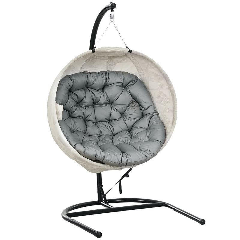 Outsunny Hanging Egg Chair Outdoor Indoor Swing Chair, Folding Basket