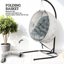 Outsunny Hanging Egg Chair Outdoor Indoor Swing Chair, Folding Basket