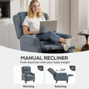 HOMCOM Recliner Armchair, Fabric Recliner Chair, Grey