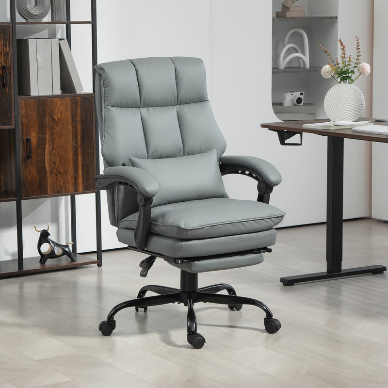 HOMCOM Executive Office Chair, PU Leather Desk Chair with Armrests