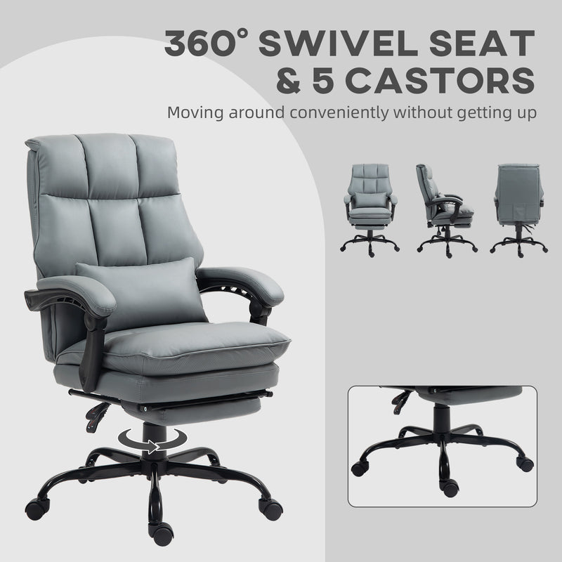 HOMCOM Executive Office Chair, PU Leather Desk Chair with Armrests