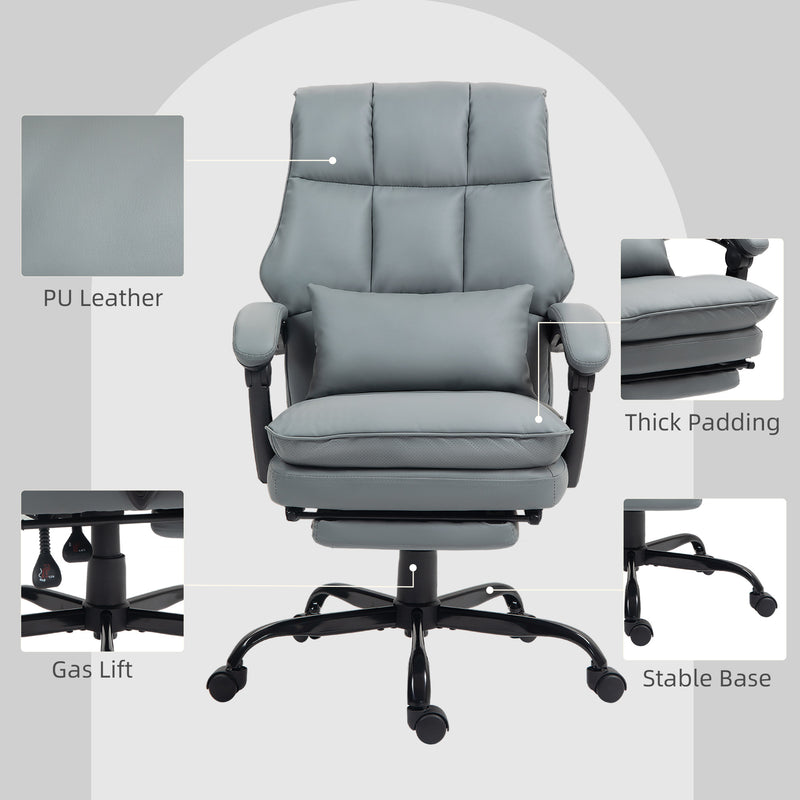 HOMCOM Executive Office Chair, PU Leather Desk Chair with Armrests