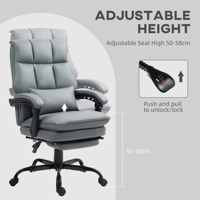 HOMCOM Executive Office Chair, PU Leather Desk Chair with Armrests