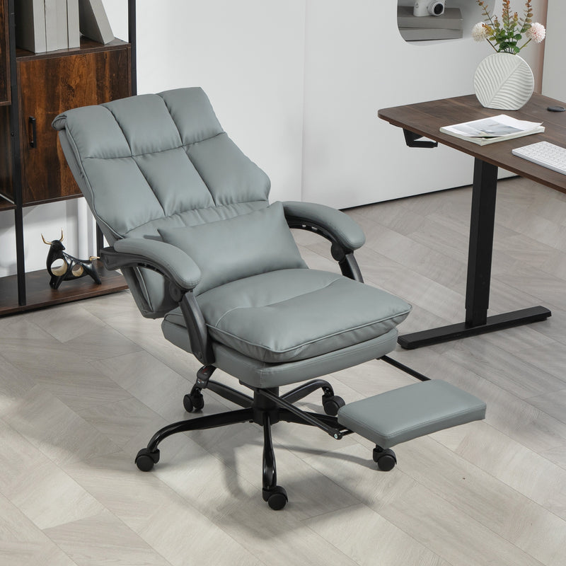 HOMCOM Executive Office Chair, PU Leather Desk Chair with Armrests