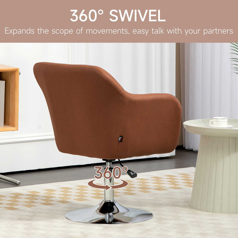 HOMCOM Stylish Retro Swivel Tub Chair Steel Frame Cushion Seat Dark Grey/Brown