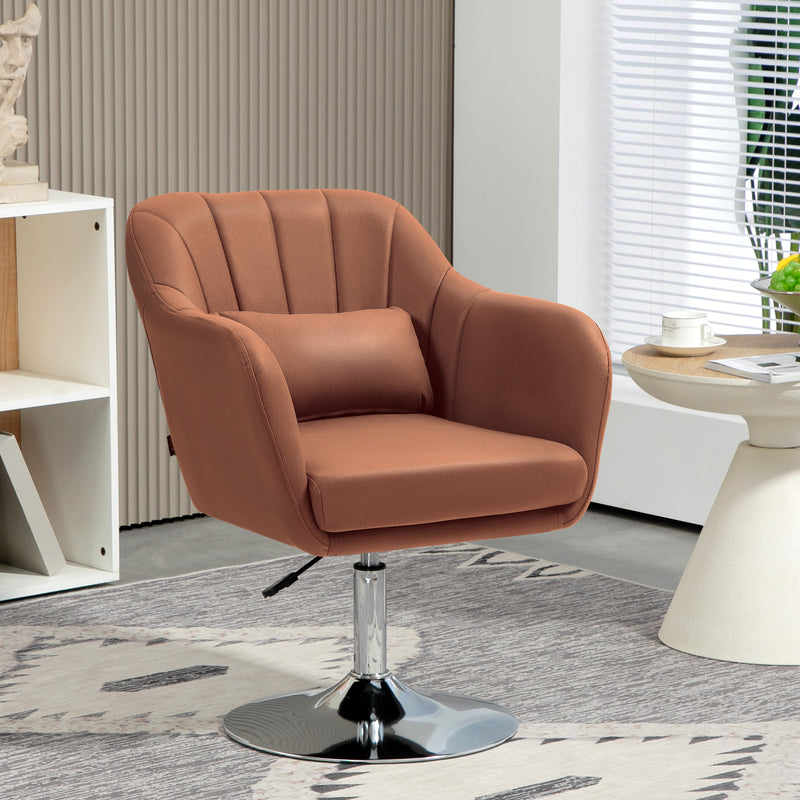 HOMCOM Stylish Retro Swivel Tub Chair Steel Frame Cushion Seat Dark Grey/Brown