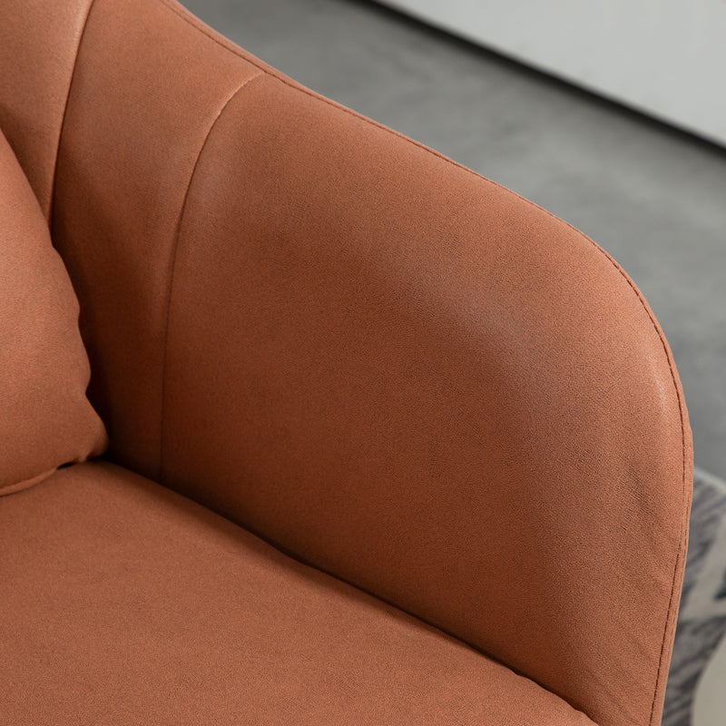 HOMCOM Stylish Retro Swivel Tub Chair Steel Frame Cushion Seat Dark Grey/Brown