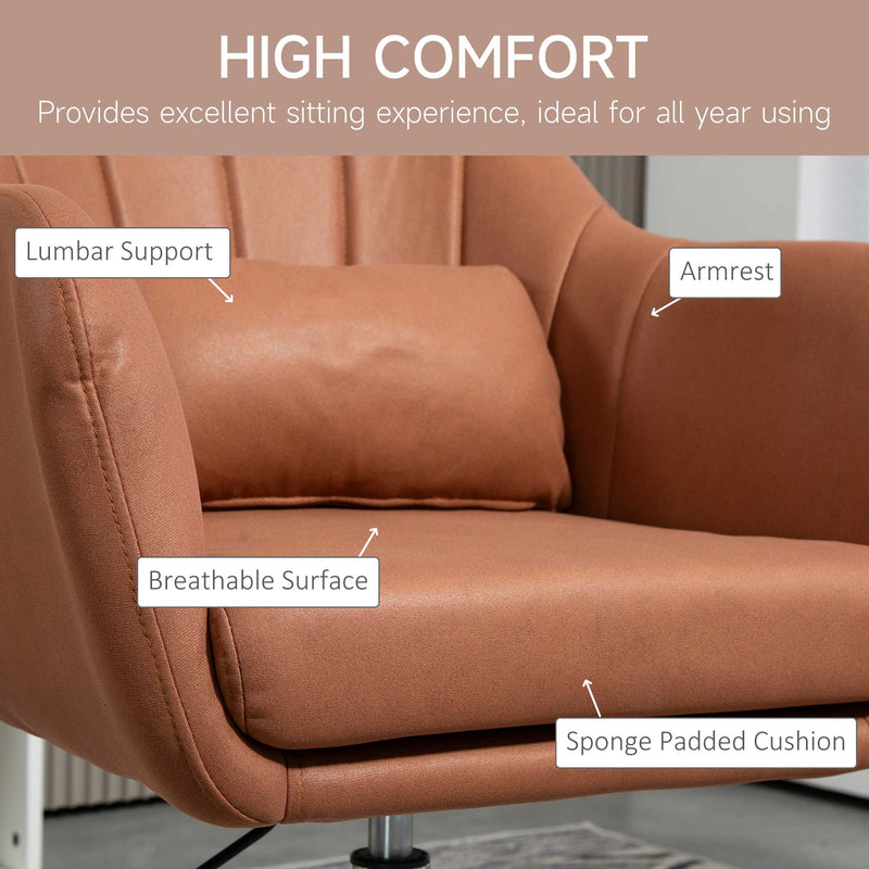 HOMCOM Stylish Retro Swivel Tub Chair Steel Frame Cushion Seat Dark Grey/Brown