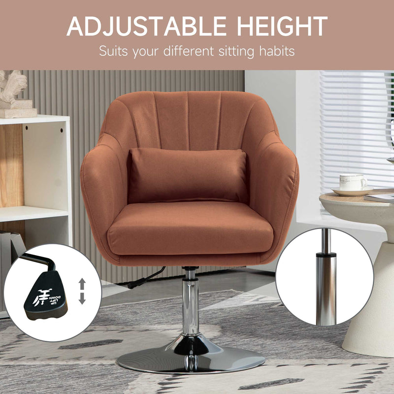HOMCOM Stylish Retro Swivel Tub Chair Steel Frame Cushion Seat Dark Grey/Brown