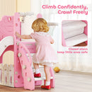 AIYAPLAY 5 In 1 Toddler Slide Set With Basketball Hoop For Age 1-3, Pink