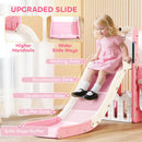AIYAPLAY 5 In 1 Toddler Slide Set With Basketball Hoop For Age 1-3, Pink