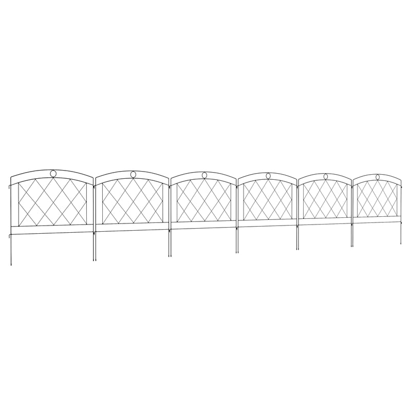 Outsunny 6PCs Decorative Garden Fencing 24in x 12ft Metal Border Edging