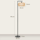 HOMCOM Dimmable Standing Lamp With Double Shade, Boho Floor Lamp, Black