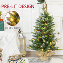 HOMCOM 2 Pieces Prelit Artificial Tabletop Christmas Trees, LED Display
