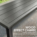 Outsunny Metal Garden Bench Loveseat With Wood-Effect Slatted Seat, Grey