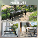 Outsunny Metal Garden Bench Loveseat With Wood-Effect Slatted Seat, Grey