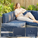Outsunny 8 Pieces Patio Rattan Sofa Set, Garden Furniture Set Dark Blue