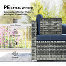 Outsunny 8 Pieces Patio Rattan Sofa Set, Garden Furniture Set Dark Blue