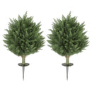HOMCOM 60 cm Artificial Cypress Tree with Ground Stake, Set of 2, Green