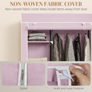 HOMCOM Fabric Wardrobe w/ Shelves Hanging Rail Foldable Wardrobes, Pink