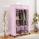 HOMCOM Fabric Wardrobe w/ Shelves Hanging Rail Foldable Wardrobes, Pink