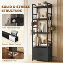 HOMCOM 4-Tier Bookshelf, Shelving Unit with Drawer, 8 Hooks, Black