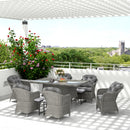 Outsunny PE Rattan Garden Dining Set For 6 With Seat And Back Cushions