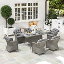 Outsunny PE Rattan Garden Dining Set For 6 With Seat And Back Cushions